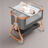 Upgraded Bedside Crib With Aluminum Wooden Grain Frame Baby Swing Bassinet with rocking horse frame for Baby