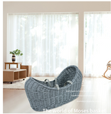 Handwoven Grey Moses Basket – Portable, Breathable Baby Bassinet for On - the - Go Parents