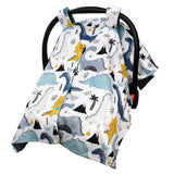 Dinosaur - Printed Minky - Lined Baby Car Seat Canopy – Cozy, Playful Cover for Infant Carriers