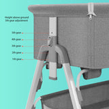 Adjustable Baby Bassinet with Mosquito Net & Storage Shelf – Portable Grey Newborn Crib for Safe Sleep, 2 - in - 1 Design for Nursery & Travel