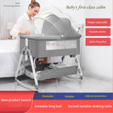 Adjustable Baby Bassinet with Mosquito Net & Storage Shelf – Portable Grey Newborn Crib for Safe Sleep, 2 - in - 1 Design for Nursery & Travel