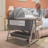 Rocking Style 3-in-1 Bassinet Bedside Crib Bedside Sleeper 6 Levels Height Adjustable and Movable Bedside Bassinet for Baby