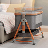 Multifunctional Baby Bassinet Bed with Mosquito Net & Storage: Adjustable, Foldable, Portable for Newborns – 6 - Gear Height, Convertible to Crib