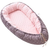 100% Cotton Baby Nest Bed Baby Lounger Nest Folding Baby Cot Bed with Pillow Craddle Crib Portable Sleeping Cotton