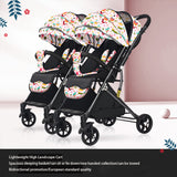 Compact Foldable Twin Baby Stroller – Double Seat Infant Pram with Shock Absorption & Multi - Position Recline for Twins/Toddlers