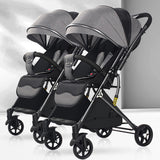Compact Foldable Twin Baby Stroller – Double Seat Infant Pram with Shock Absorption & Multi - Position Recline for Twins/Toddlers