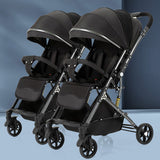 Compact Foldable Twin Baby Stroller – Double Seat Infant Pram with Shock Absorption & Multi - Position Recline for Twins/Toddlers