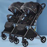 Compact Foldable Twin Baby Stroller – Double Seat Infant Pram with Shock Absorption & Multi - Position Recline for Twins/Toddlers