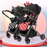 Compact Foldable Twin Baby Stroller – Double Seat Infant Pram with Shock Absorption & Multi - Position Recline for Twins/Toddlers