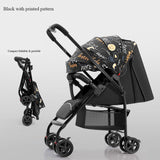 Compact Foldable Baby Stroller – Light Gray Printed, Portable Infant Pram for Travel & Daily Use