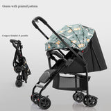Compact Foldable Baby Stroller – Light Gray Printed, Portable Infant Pram for Travel & Daily Use
