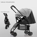 Compact Foldable Baby Stroller – Light Gray Printed, Portable Infant Pram for Travel & Daily Use