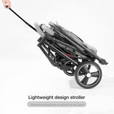 Compact Foldable Baby Stroller – Grey Linen Fabric, Shock - Absorbing Infant Pram for Daily Use & Travel