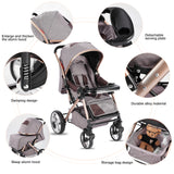 Luxury Quilted Baby Stroller – Multi - Functional, High - View Infant Pram with Large Storage for Comfort & Style