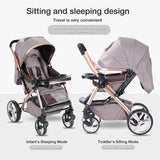 Luxury Quilted Baby Stroller – Multi - Functional, High - View Infant Pram with Large Storage for Comfort & Style
