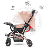 2 - in - 1 Convertible Baby Stroller – Chic Beige, Sitting & Sleeping Modes, Travel - Friendly for 7 - 36 Months