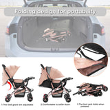 2 - in - 1 Convertible Baby Stroller – Chic Beige, Sitting & Sleeping Modes, Travel - Friendly for 7 - 36 Months
