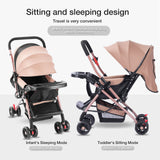 2 - in - 1 Convertible Baby Stroller – Chic Beige, Sitting & Sleeping Modes, Travel - Friendly for 7 - 36 Months