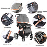 All - Season Multi - Functional Baby Stroller – Removable Sun Visor, Convertible Infant Pram for Year - Round Use