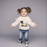 CPC(CPSIA certified)Baby Girls Unicorn Fleece Sweatshirt Crewneck Pullover Sweatshirts Kids With Pleated Puff Mesh Layer Outer of Long Sleeve(Accept custom order low MOQ)
