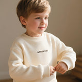 Kids Boys Girls Long Sleeve Sweatshirt Crewneck Pullover Sweatshirts Baby Girls Sweater Shirts With Terry Patched Logo(Accept custom order low MOQ)