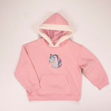 Chicken Applique Sherpa - Lined Hood Girls' Pink Hoodie – Cute & Cozy Top