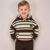 Color - Block Striped Kids' Hoodie – Stylish & Cozy Hooded Sweatshirt