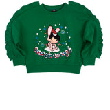 Cartoon Girl - Printed 'Sweet Enough' Girls' Crew Neck Sweatshirt with Ruffled Sleeves – Cute & Stylish Top