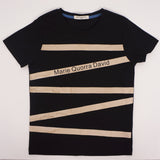 Color - Block Striped Men's Short Sleeve T - Shirt with Brand Letter Print – Stylish & Branded Top