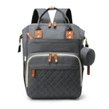 Quilted Grey Diaper Backpack – Large - Capacity, Multi - Functional Maternity Bag with Detachable Pouch for On - the - Go Moms