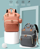 Quilted Grey Diaper Backpack – Large - Capacity, Multi - Functional Maternity Bag with Detachable Pouch for On - the - Go Moms