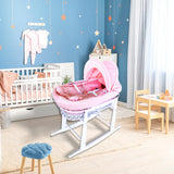 Elegant White Wicker Baby Bassinet with Mosquito Net – Perfect for Minimalist Nursery & Safe Infant Sleep