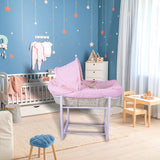 Cozy Rocking Baby Bassinet with Stand – Pink & Purple, Perfect for Nursery Decor & Infant Sleep