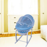 Elegant White Wicker Baby Bassinet with Mosquito Net – Perfect for Minimalist Nursery & Safe Infant Sleep