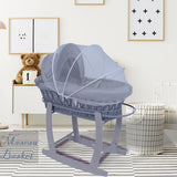 Elegant White Wicker Baby Bassinet with Mosquito Net – Perfect for Minimalist Nursery & Safe Infant Sleep