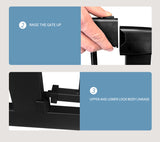 Black Splicable Safety Gate – 78cm Height, 5.5cm Gap, Fits Openings ＞87cm for Stairs & Doorways